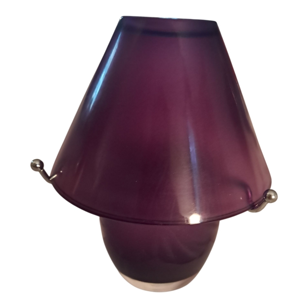 Purple Glass Tea Light Lamp With Shade